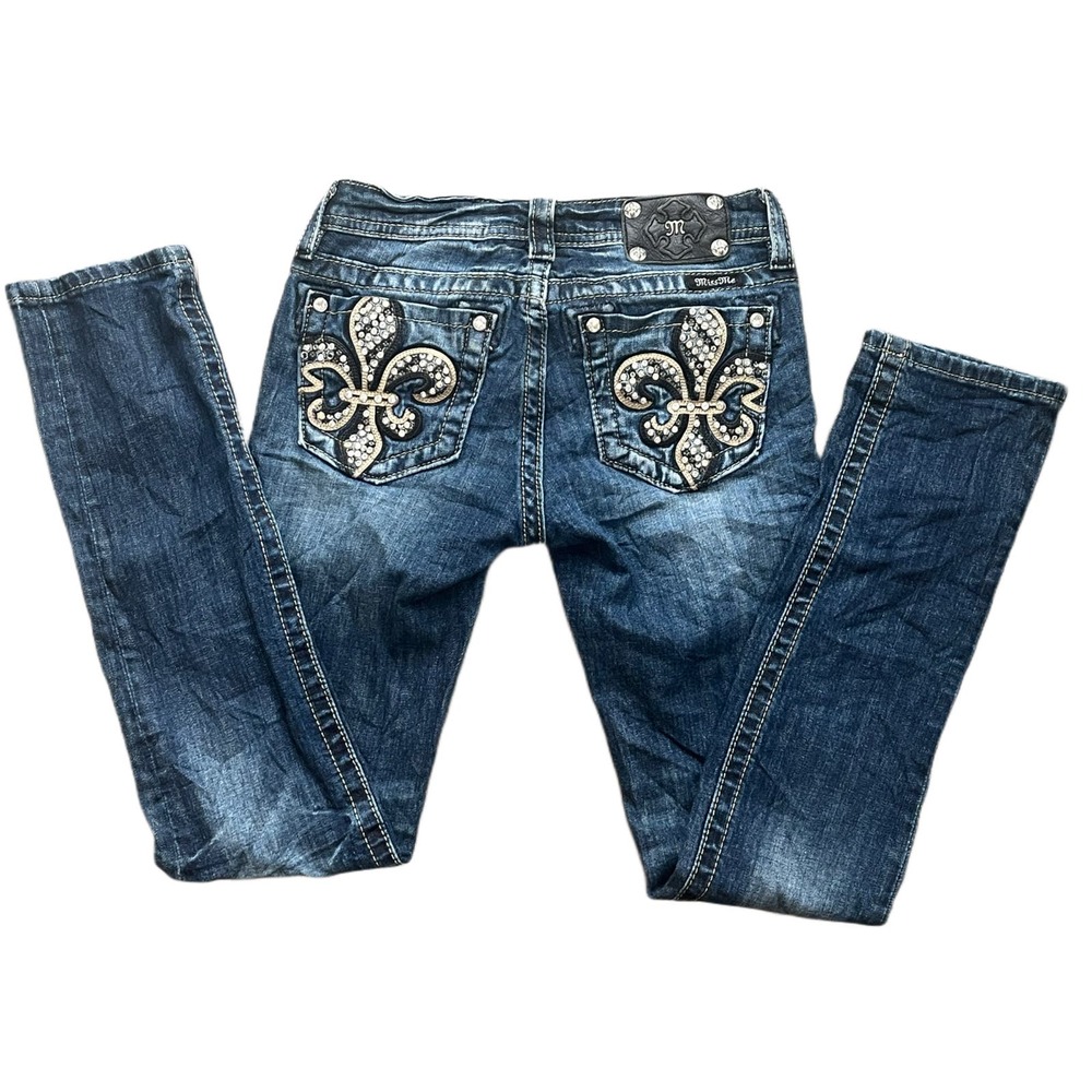Miss Me Girl Fleur De Lis Skinny jean 14